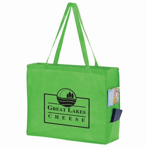 Custom Logo Side Pocket Non-Woven Tote Bag (20"x6"x16") - Screen Print - Y2KP20616-SP